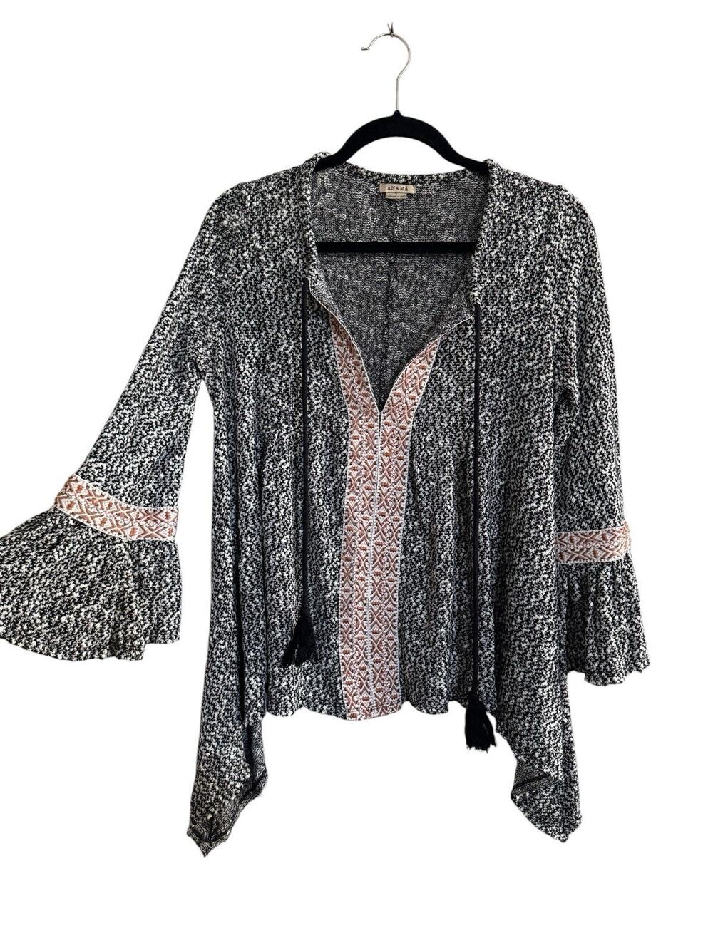 Anama Riada Knit Boho Tunic OVERSIZED Small Assymetrical Bell Sleeves #7161